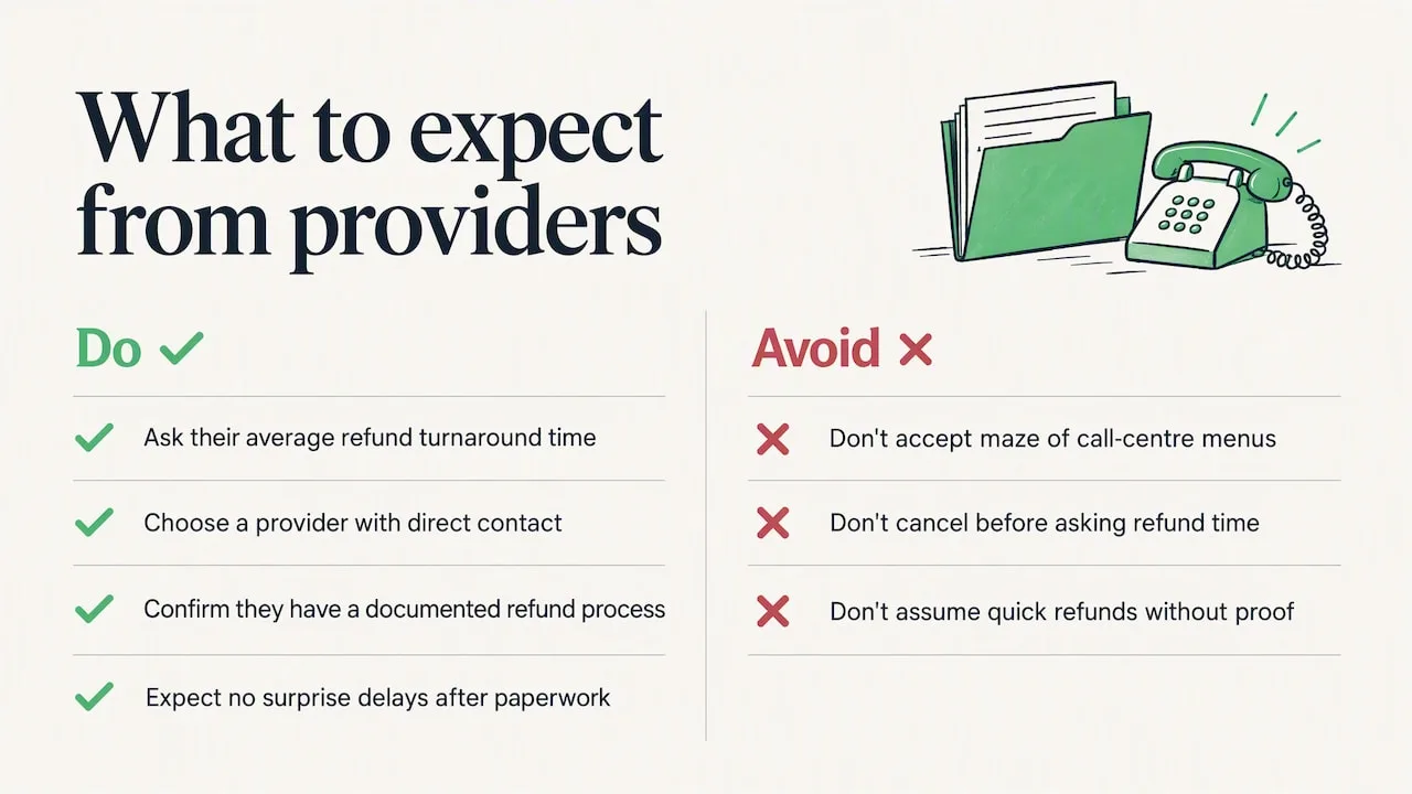 What to expect from a provider that handles cancellations properly — overview diagram